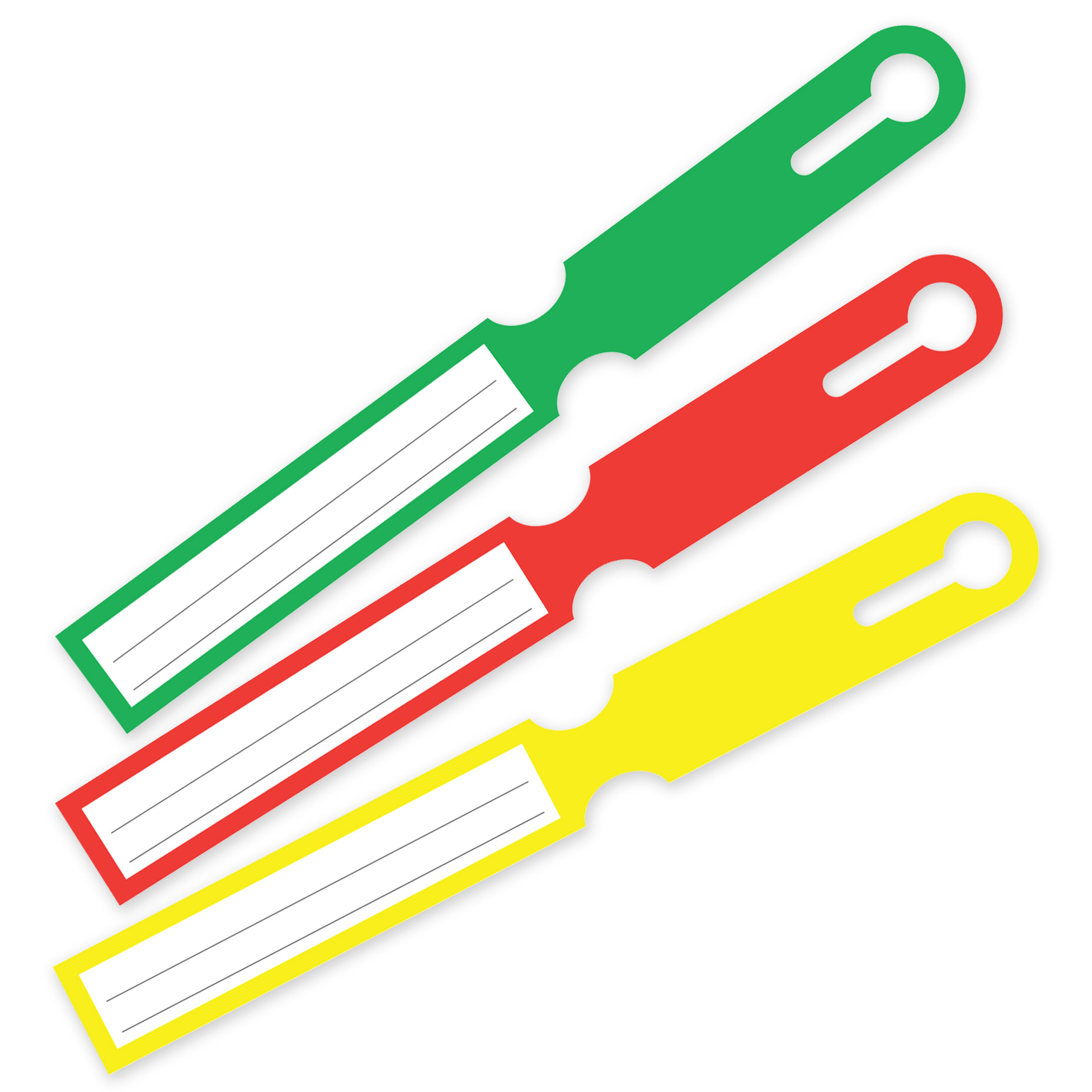 Label 286x32 mm with writing lines in green, yellow, red and white