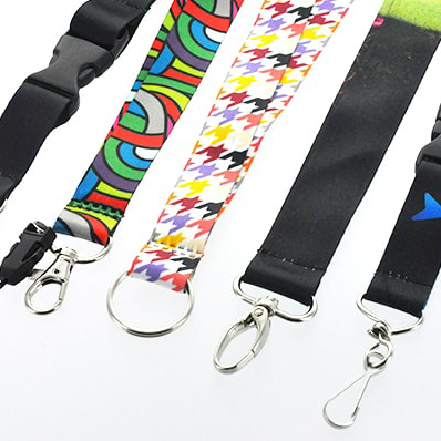 Satin lanyards with full colour print and different hooks