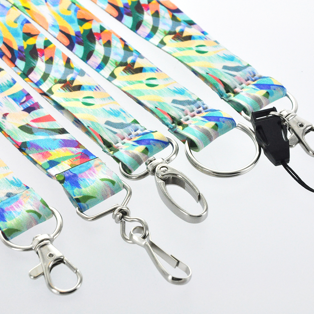 Satin lanyards with full colour print and different hooks